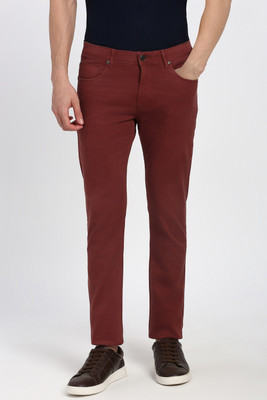 PETER ENGLAND Slim Fit Men Maroon Trousers