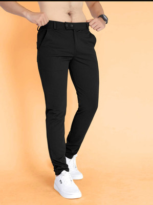 STYROVA. Slim Fit Men Black Trousers