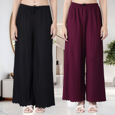 KWSH Regular Fit Women Black, Purple Trousers