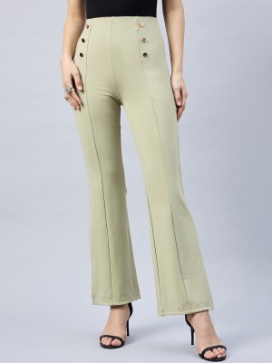 Femea Flared Women Light Green Trousers