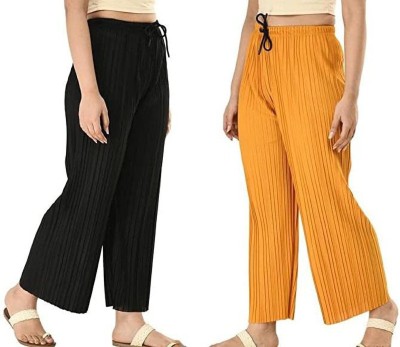 GOGGIAN Relaxed Women Black, White Trousers