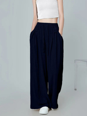 Leriya Fashion Regular Fit Women Dark Blue Trousers