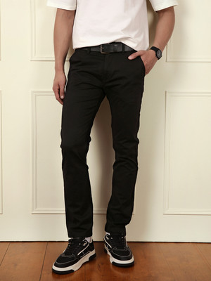 WROGN Slim Fit Men Black Trousers