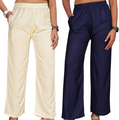 Anti Wrinkle Designer Regular Fit Women Multicolor Trousers
