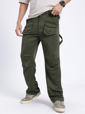Glitchez Relaxed Men Green Trousers