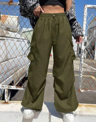 IKFASHION Loose Fit Women Green Trousers