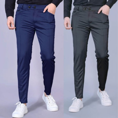 JSGARMENT Regular Fit Men Blue, Black Trousers