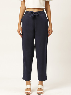 VYMO Regular Fit Women Dark Blue Trousers