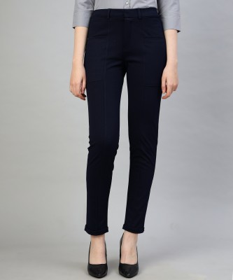 fithub Slim Fit Women Dark Blue Trousers