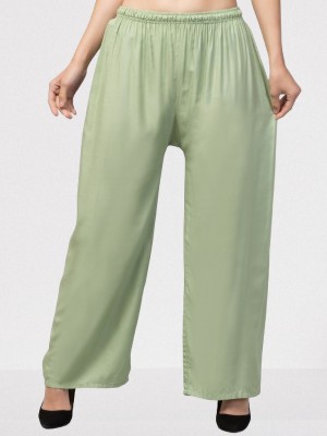 Trend Level Flared Women Light Green Trousers