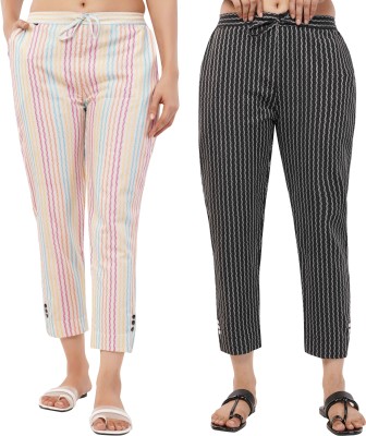 GILANZA ATTIRE Regular Fit Women Black, Multicolor Trousers