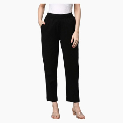 High Glitz Regular Fit Women Black Trousers