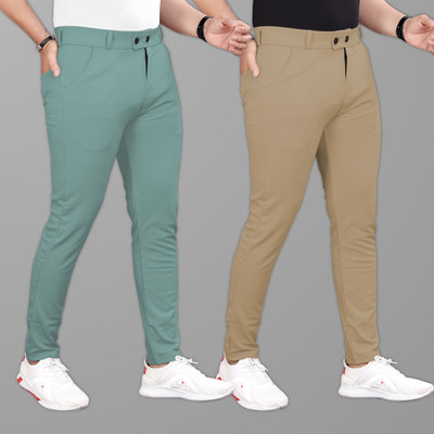 GIBBONTE Slim Fit Men Green, Khaki Trousers