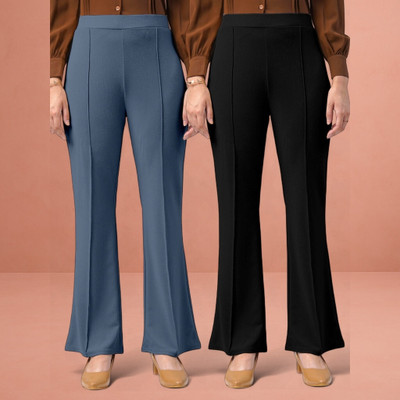 lookskky Loose Fit Women Grey, Black Trousers