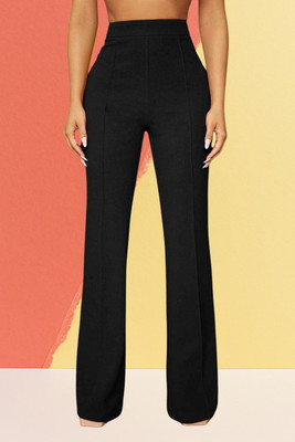 SKD TRENDZ Comfort Fit, Regular Fit Women Black Trousers