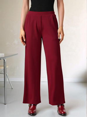 Mast & Harbour Regular Fit Women Maroon Trousers