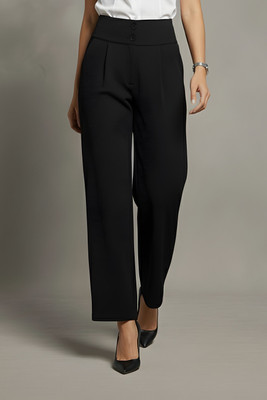 NEXSUS APPARELS Straight Fit Women Black Trousers