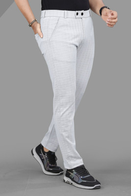 Mentific Regular Fit Men Silver Trousers