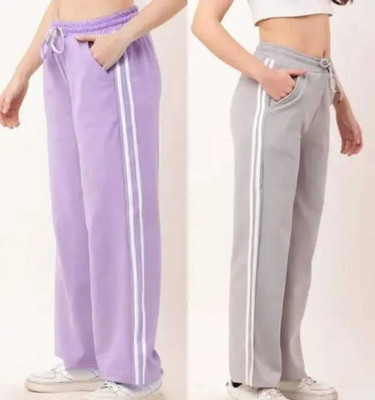 fashionrekh Regular Fit Women Purple, Grey Trousers