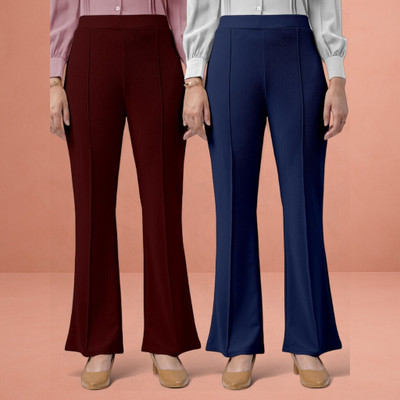 jenile stoor Comfort Fit, Regular Fit Women Maroon, Dark Blue Trousers