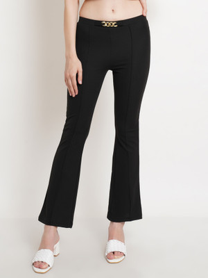 POPWINGS Regular Fit Women Black Trousers