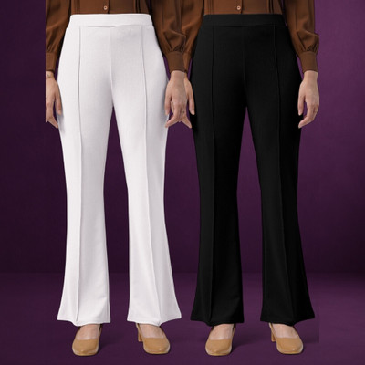 nitafashion Comfort Fit, Regular Fit Women White, Black Trousers