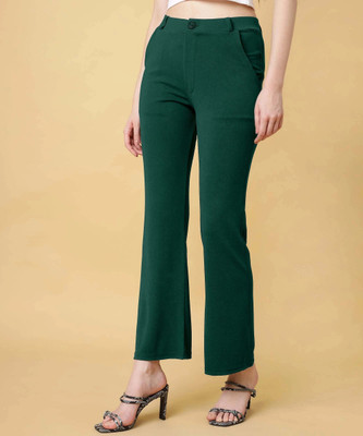 High Glitz Regular Fit Women Green Trousers
