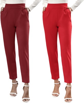 DTR FASHION Regular Fit Women Maroon Trousers