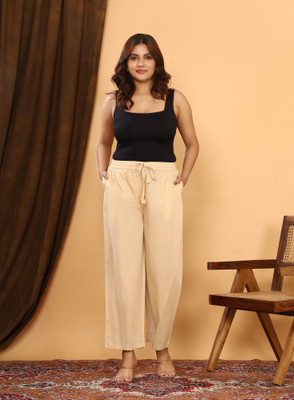 maitry Regular Fit Women Beige Trousers
