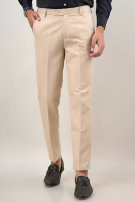 rishi Comfort Fit Men Beige Trousers