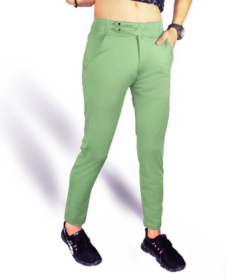 Veltick Slim Fit Men Light Green Trousers