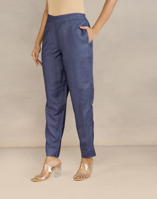Fabindia Regular Fit Women Blue Trousers