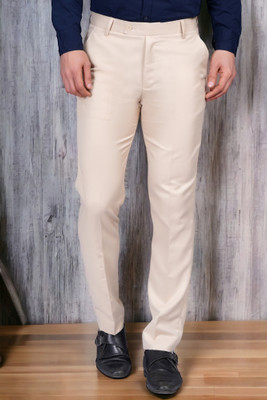 GLAUCUS Regular Fit Men Cream Trousers