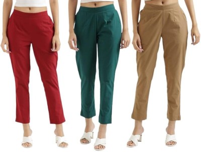 Dexus Regular Fit Women Maroon, Green, Brown Trousers