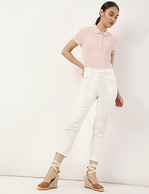 MARKS & SPENCER Slim Fit Women White Trousers