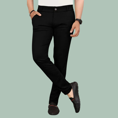 Raienterprises Slim Fit Men Black Trousers