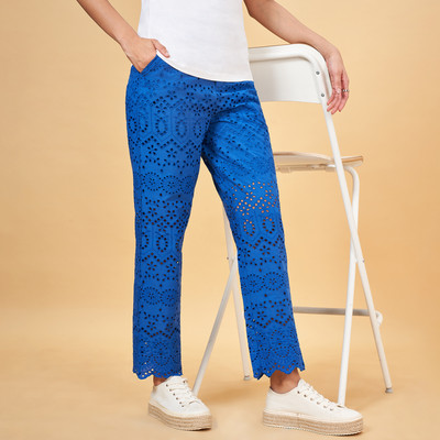 Honey By Pantaloons Flared Women Blue Trousers