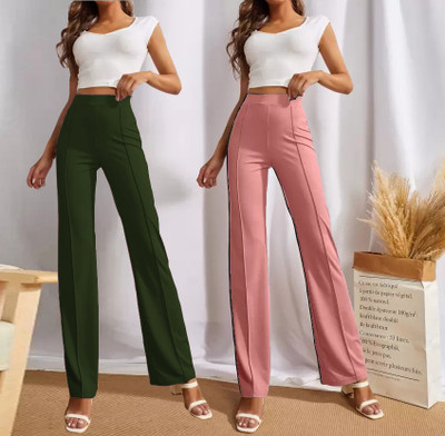 KASHIAN Relaxed Women Dark Green, Pink Trousers