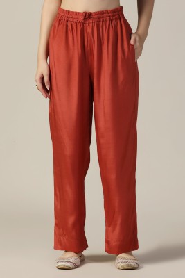 mustard Regular Fit Women Orange Trousers