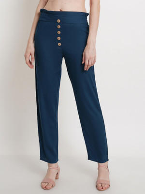 POPWINGS Regular Fit Women Blue Trousers