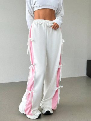 I T A FASHION Flared Women White, Pink Trousers
