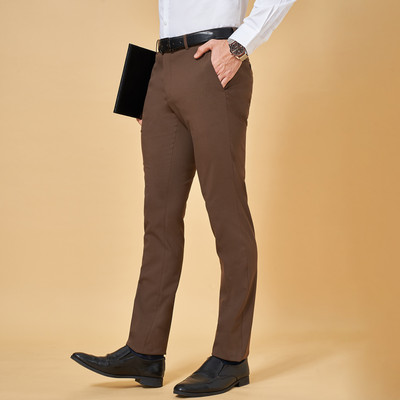 Peregrine by Pantaloons Slim Fit Men Brown Trousers