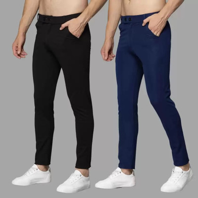 LOOMLUXE Slim Fit Men Black, Dark Blue Trousers