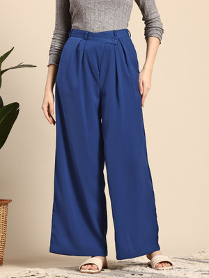 Mast & Harbour Regular Fit Women Blue Trousers