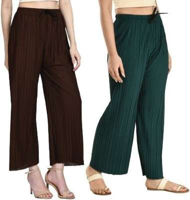 GLADLY Regular Fit Women Brown, Green Trousers