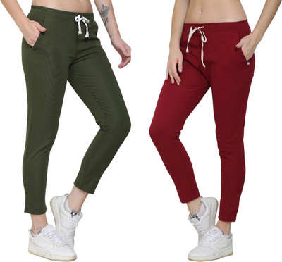 Trandone Comfort Fit Women Green, Maroon Trousers