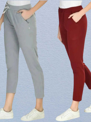 Trandone Regular Fit Women Grey, Red Trousers