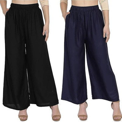 ABE Regular Fit Women Black, Dark Blue Trousers