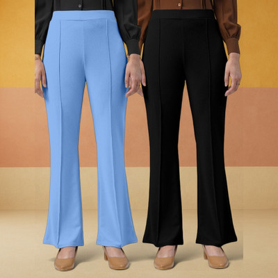 nitafashion Loose Fit Women Light Blue, Black Trousers
