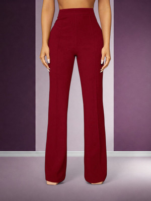Anitafashion Comfort Fit, Regular Fit Women Maroon Trousers